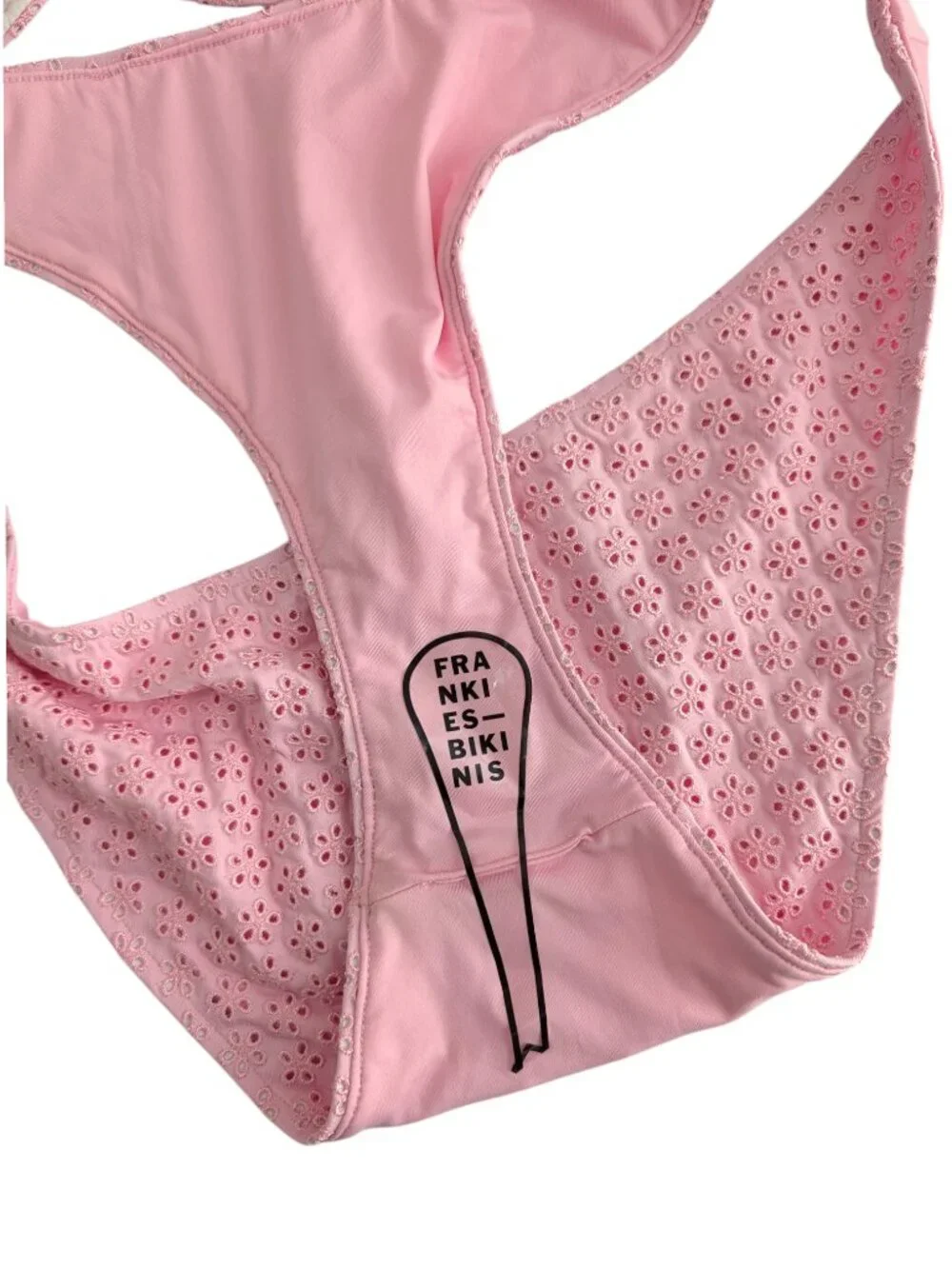 PINK X Frankies Bikinis Eyelet Bikini Set Pink Underwire Lace Cheeky Size XXL